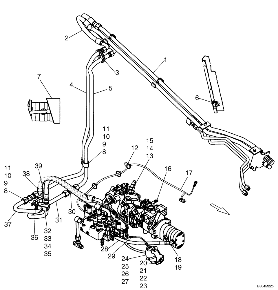 Схема запчастей Case 420 - (08-17) - HIGH FLOW, SUPPLY AND RETURN (420) (08) - HYDRAULICS