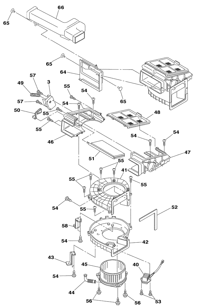 Схема запчастей Case CX350 - (09-069-00[01]) - AIR CONDITIONING - EVAPORATOR (09) - CHASSIS