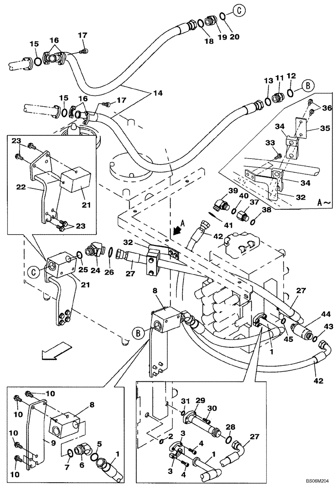 Схема запчастей Case CX290B - (08-30) - HYDRAULICS, AUXILIARY - DOUBLE ACTING CIRCUIT, HAND OPERATED (08) - HYDRAULICS