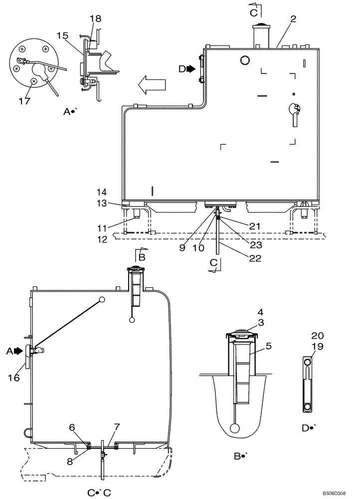 Схема запчастей Case CX800 - (03-002-00[01]) - FUEL TANK (03) - FUEL SYSTEM