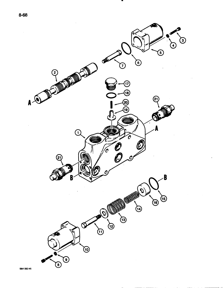 Схема запчастей Case W30 - (8-68) - AUXILIARY SECTIONS - N9248 AND S300305 (08) - HYDRAULICS