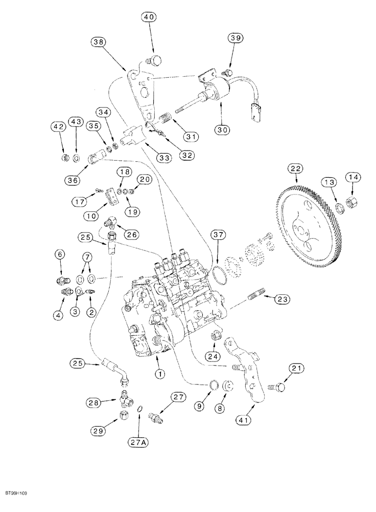 Схема запчастей Case 550G - (3-13A) - FUEL INJECTION PUMP AND DRIVE, 4-390 & 4T-390 EMISSIONS CERTIFIED ENGINE, P.I.N. JJG0255794 & AFTER (02) - FUEL SYSTEM