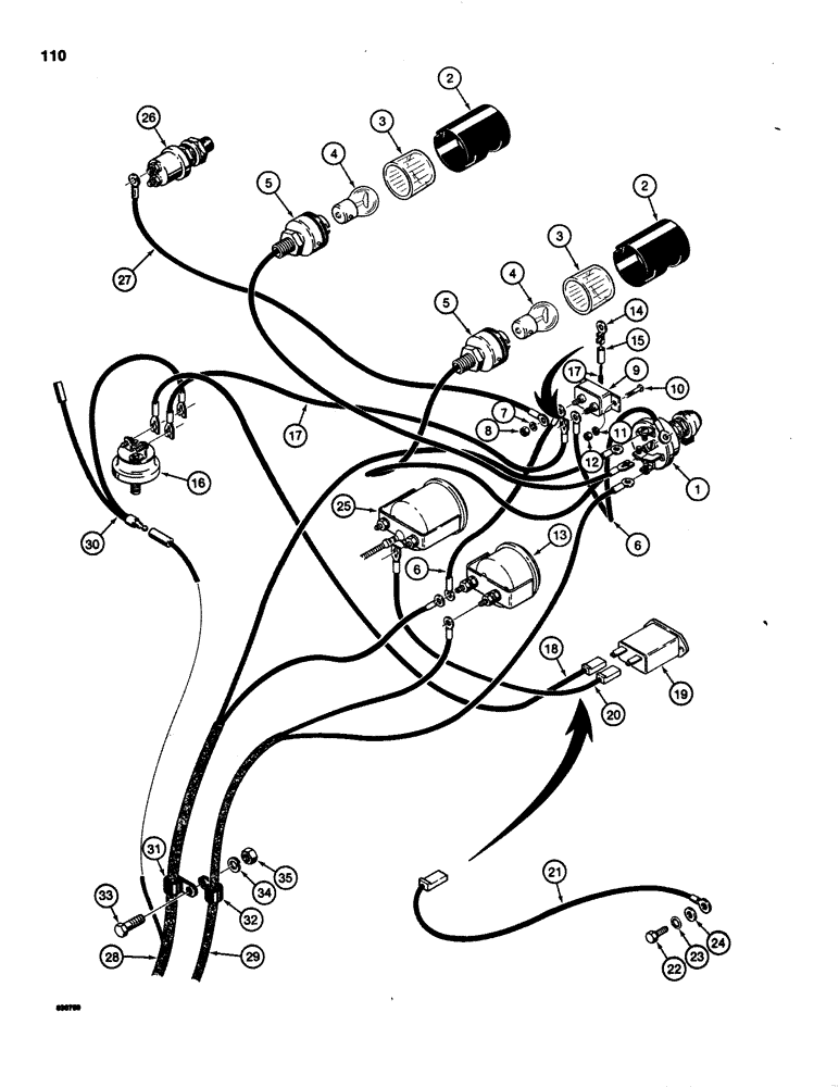 Схема запчастей Case 1150C - (110) - INSTRUMENT PANEL WIRING, USED ON TRACTOR SN 7308701 AND AFT (04) - ELECTRICAL SYSTEMS