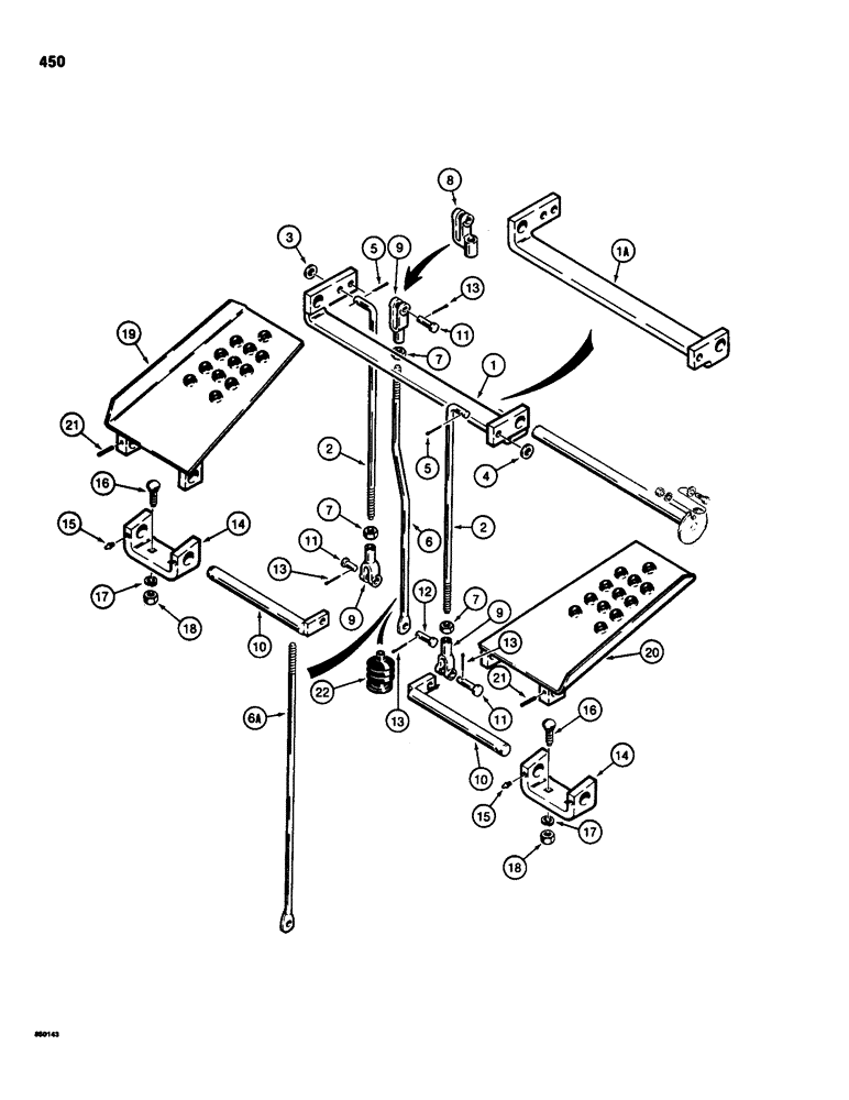 Схема запчастей Case 580SD - (450) - BACKHOE CONTROLS WITH FOOT SWING, SWING PEDALS AND MOUNTING (09) - CHASSIS/ATTACHMENTS