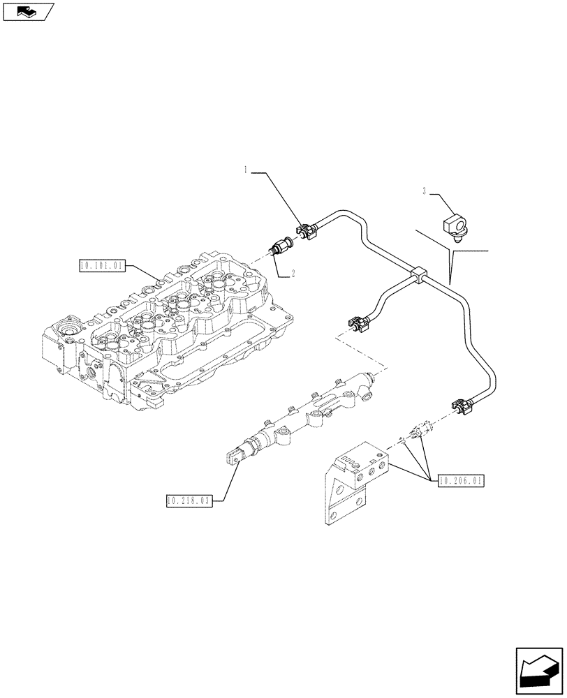 Схема запчастей Case F4HE9484C J100 - (10.218.05) - INJECTION EQUIPMENT - PIPING (2859496) (10) - ENGINE