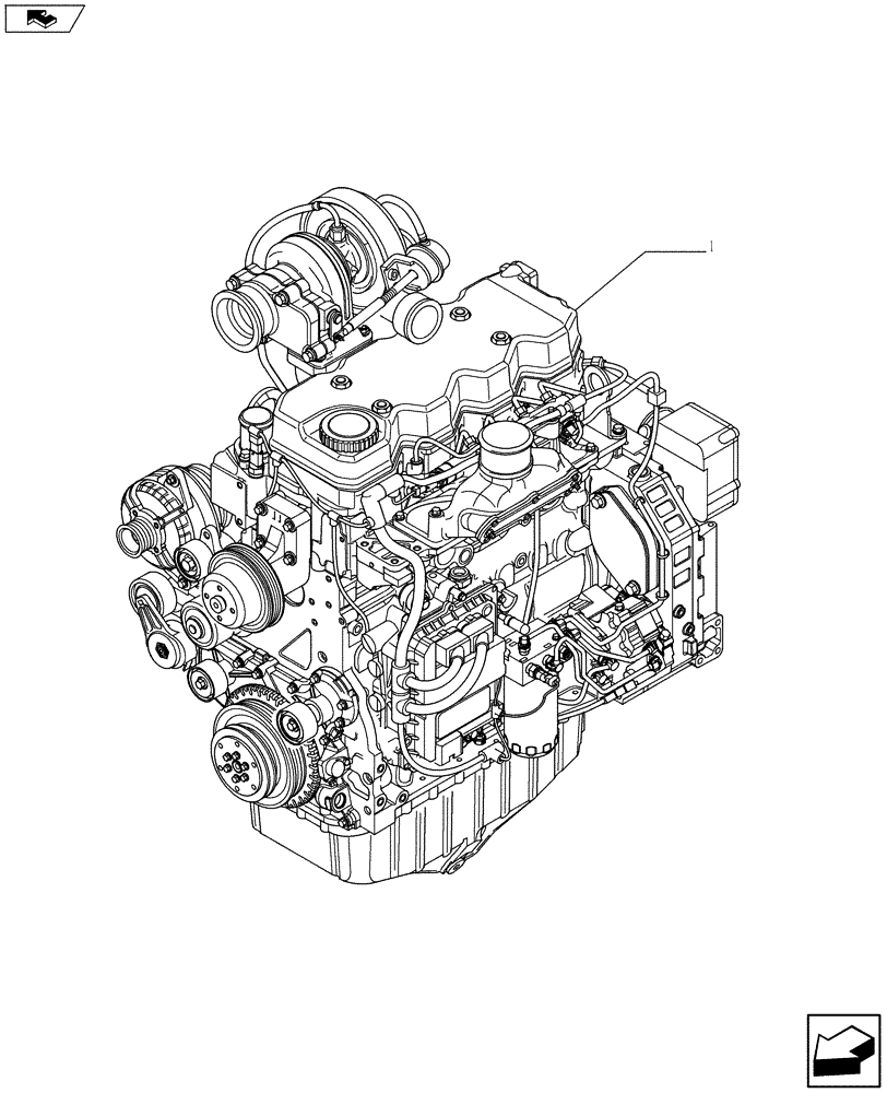 Схема запчастей Case 590SN - (10.001.01) - ENGINE ASSY (84473215) (10) - ENGINE