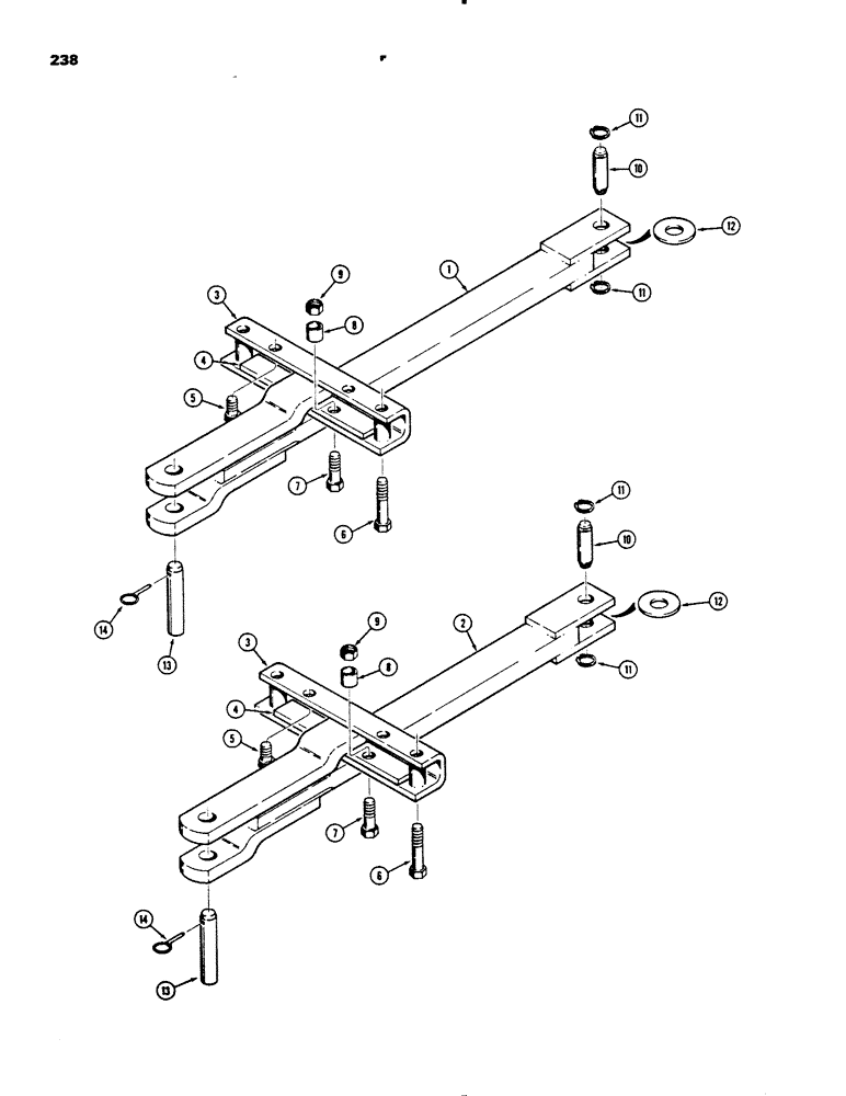 Схема запчастей Case 455B - (238) - DRAWBARS, USED ON MODELS WITH MODEL 19 WINCH (05) - UPPERSTRUCTURE CHASSIS