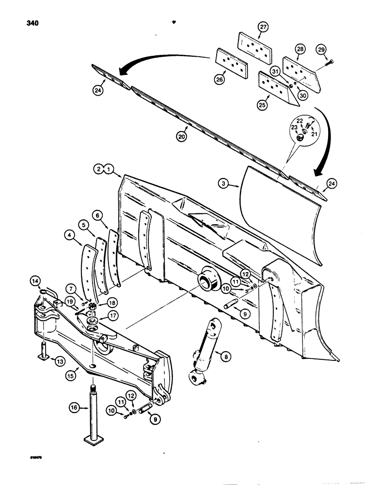 Схема запчастей Case 850B - (340) - ANGLE TILT DOZER BLADES WITH R42554 LEVELING BEAM (05) - UPPERSTRUCTURE CHASSIS