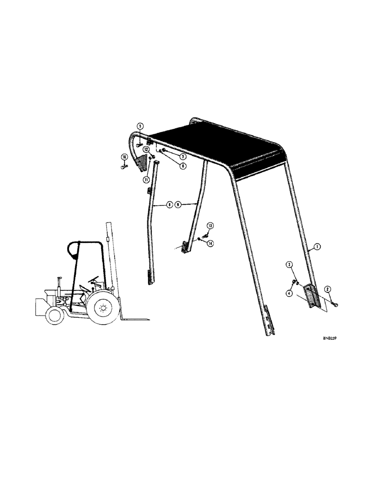 Схема запчастей Case 430 - (06) - OVERHEAD GUARD 