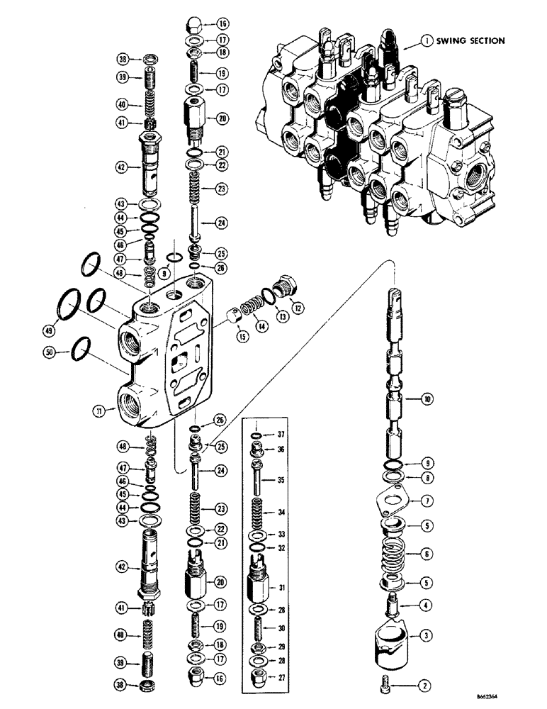 Схема запчастей Case 23 - (086) - D34208 BACKHOE SWING SECTION 