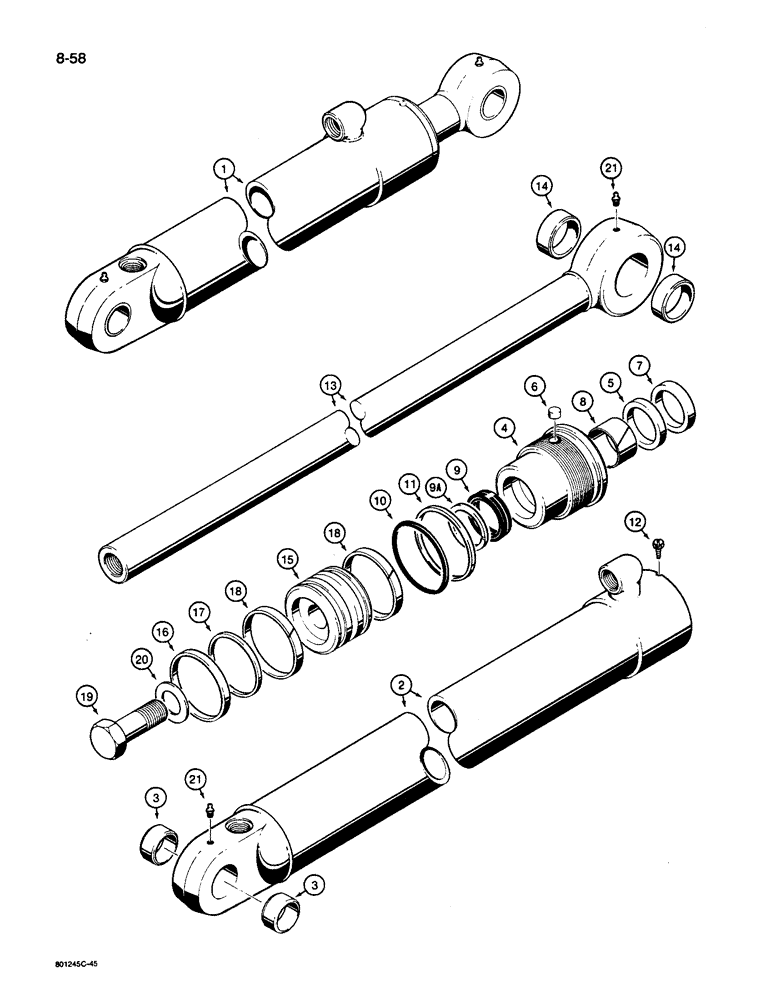 Схема запчастей Case 26D - (8-58) - G102835 BOOM CYLINDER 