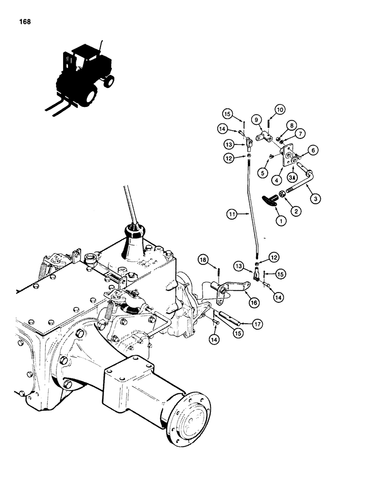 Схема запчастей Case 586D - (168) - REAR DRIVE AXLE CONTROL, FOUR WHEEL DRIVE MODELS BEFORE TRANSAXLE S/N 16270319 (27) - REAR AXLE SYSTEM