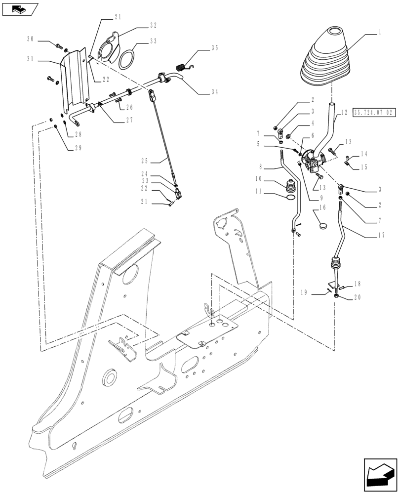 Схема запчастей Case 590SN - (35.724.0701) - VAR - X20233X - CONTROL - LOADER BUCKET VARIABLE VOLUME PUMP MODELS (35) - HYDRAULIC SYSTEMS