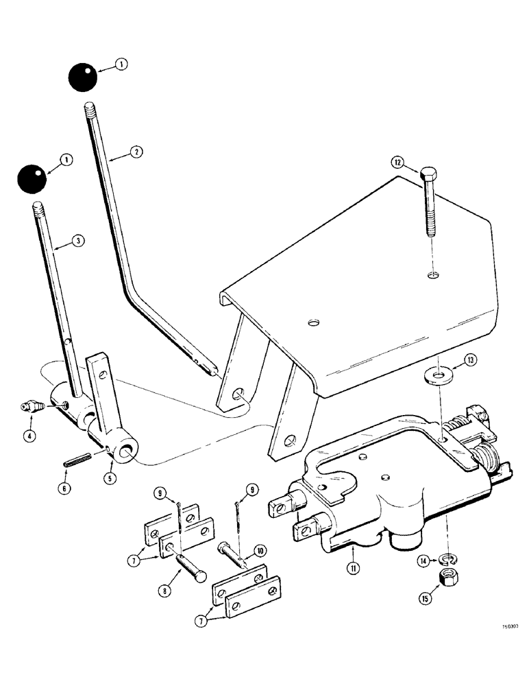 Схема запчастей Case 380CK - (170) - LOADER CONTROL LEVERS AND LINKAGE, MODELS WITH CESSNA VALVE (09) - CHASSIS/ATTACHMENTS