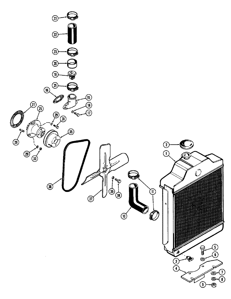 Схема запчастей Case 580B - (050) - ENGINE COOLING SYSTEM, (159) SPARK IGNITION ENGINE (02) - ENGINE