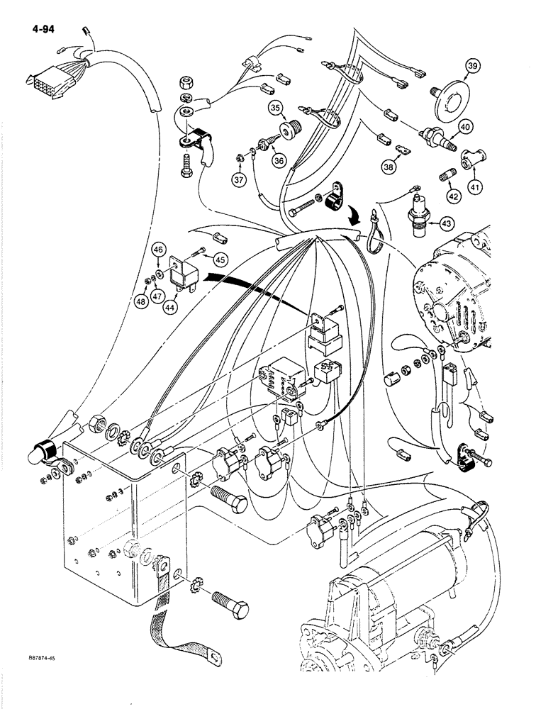 Схема запчастей Case 780C - (4-094) - 24 VOLT ELECTRICAL CIRCUIT, FRONT HARNESS AND CONNECTIONS (04) - ELECTRICAL SYSTEMS