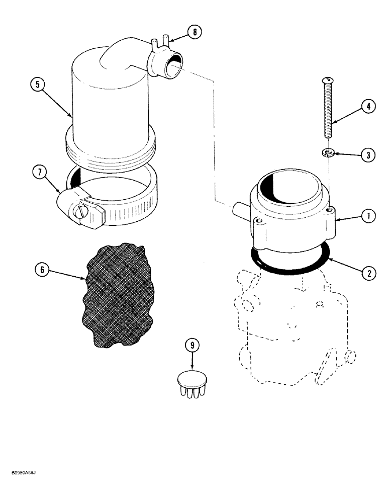 Схема запчастей Case 1818 - (2-56) - REMOTE AIR CLEANER AND ADAPTER, GASOLINE MODELS (02) - ENGINE