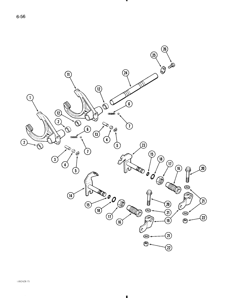 Схема запчастей Case 580K - (6-056) - TRANSAXLE SHIFTER MECHANISM (06) - POWER TRAIN