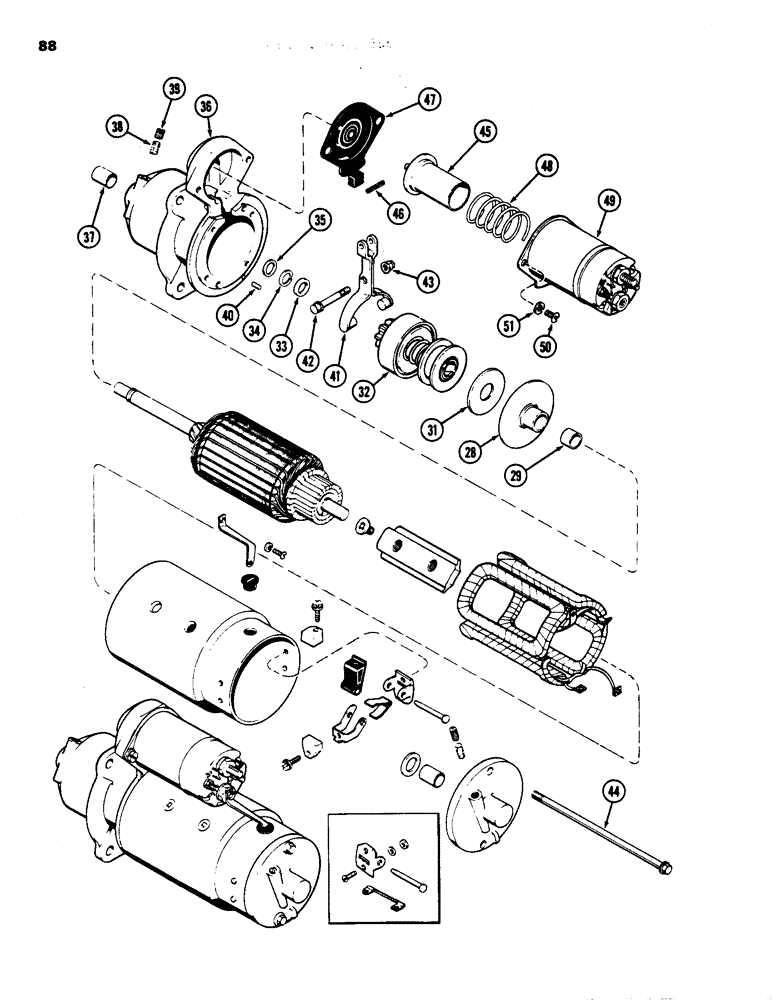 Схема запчастей Case 1835 - (088) - R29870 STARTER, 188 DIESEL ENGINE (04) - ELECTRICAL SYSTEMS