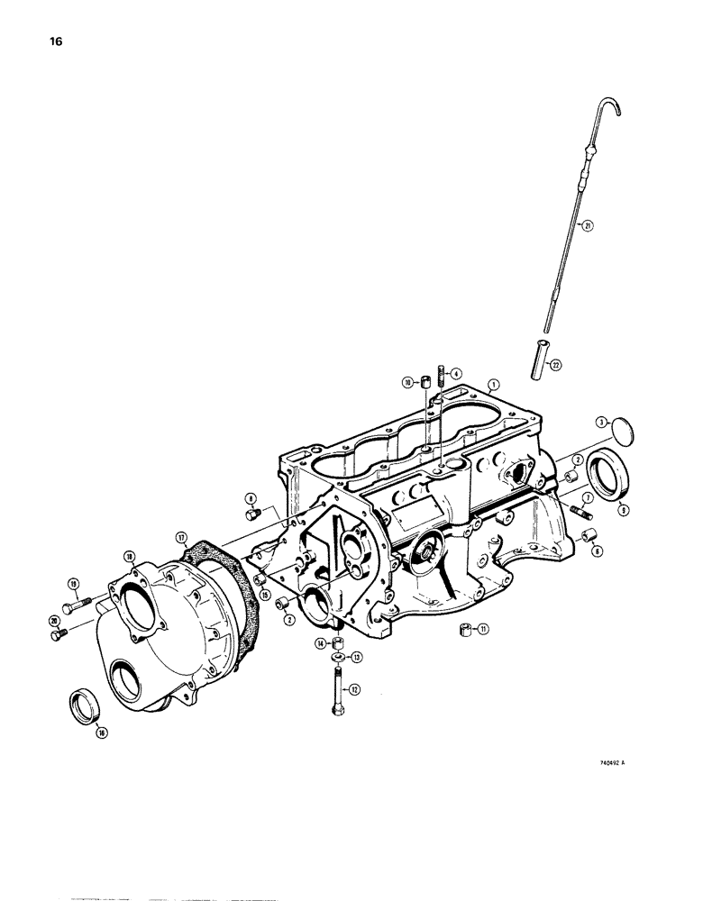 Схема запчастей Case 1830 - (016) - BEFORE ENGINE SN 2707, CYLINDER BLOCK AND TIMING CHAIN COVER (10) - ENGINE