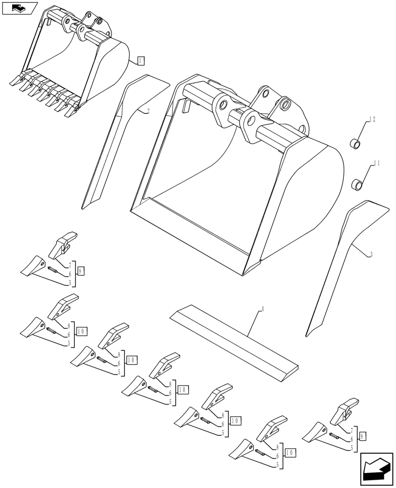 Схема запчастей Case 580SN WT - (84.100.08) - VAR - 423071 - BUCKET (84) - BOOMS, DIPPERS & BUCKETS