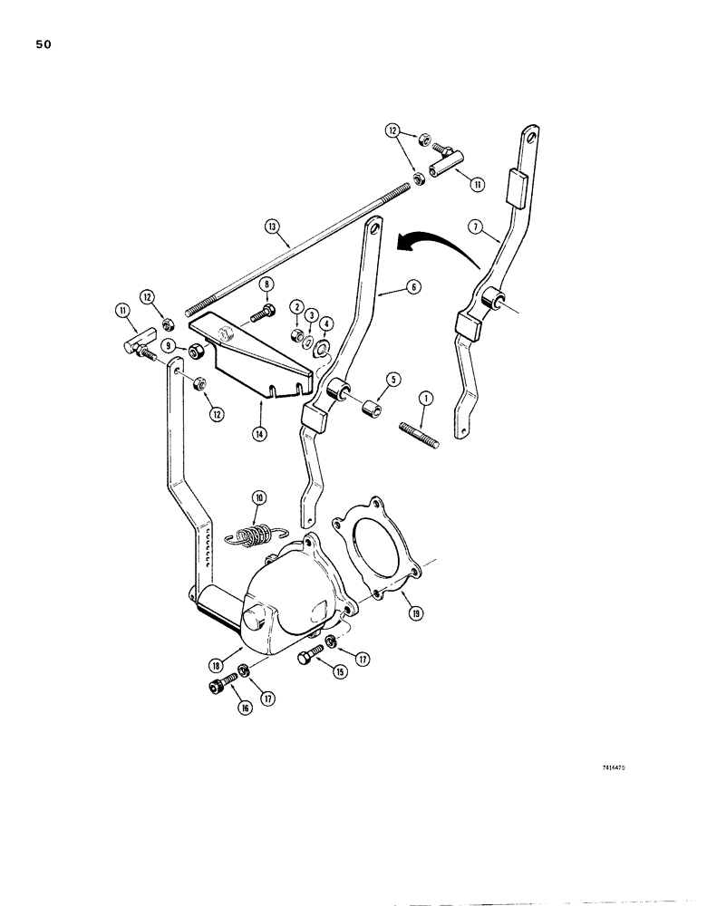 Схема запчастей Case 1830 - (050) - GOVERNOR LINKAGE AND GOVERNOR GEAR DRIVEN (10) - ENGINE