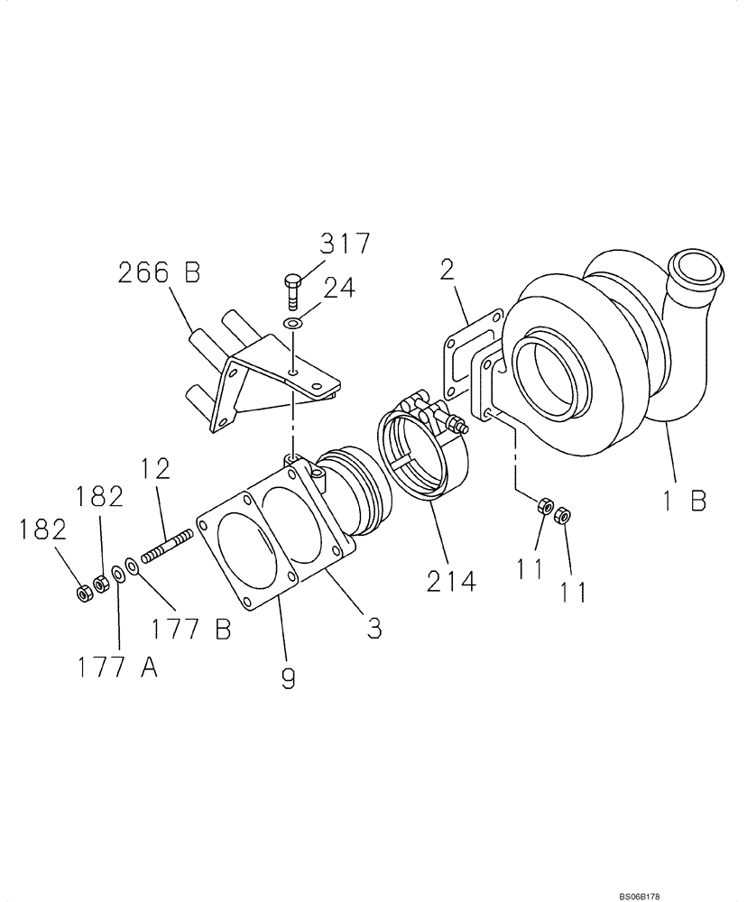 Схема запчастей Case CX700B - (02-28) - TURBOCHARGER (02) - ENGINE