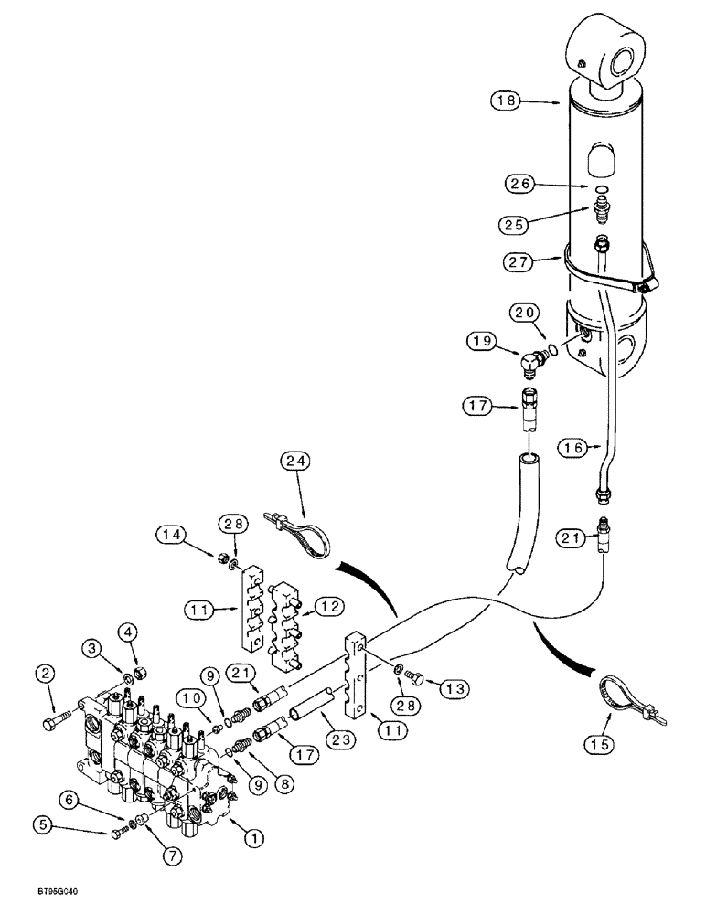 Схема запчастей Case 570LXT - (8-026) - BACKHOE DIPPER CYLINDER HYDRAULIC CIRCUIT (08) - HYDRAULICS