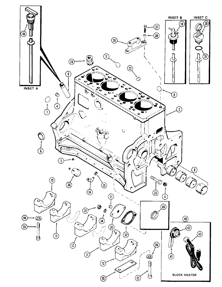 Схема запчастей Case 780 - (050) - CYLINDER BLOCK, (336BD) NATURALLY ASPIRATED ENGINES (02) - ENGINE