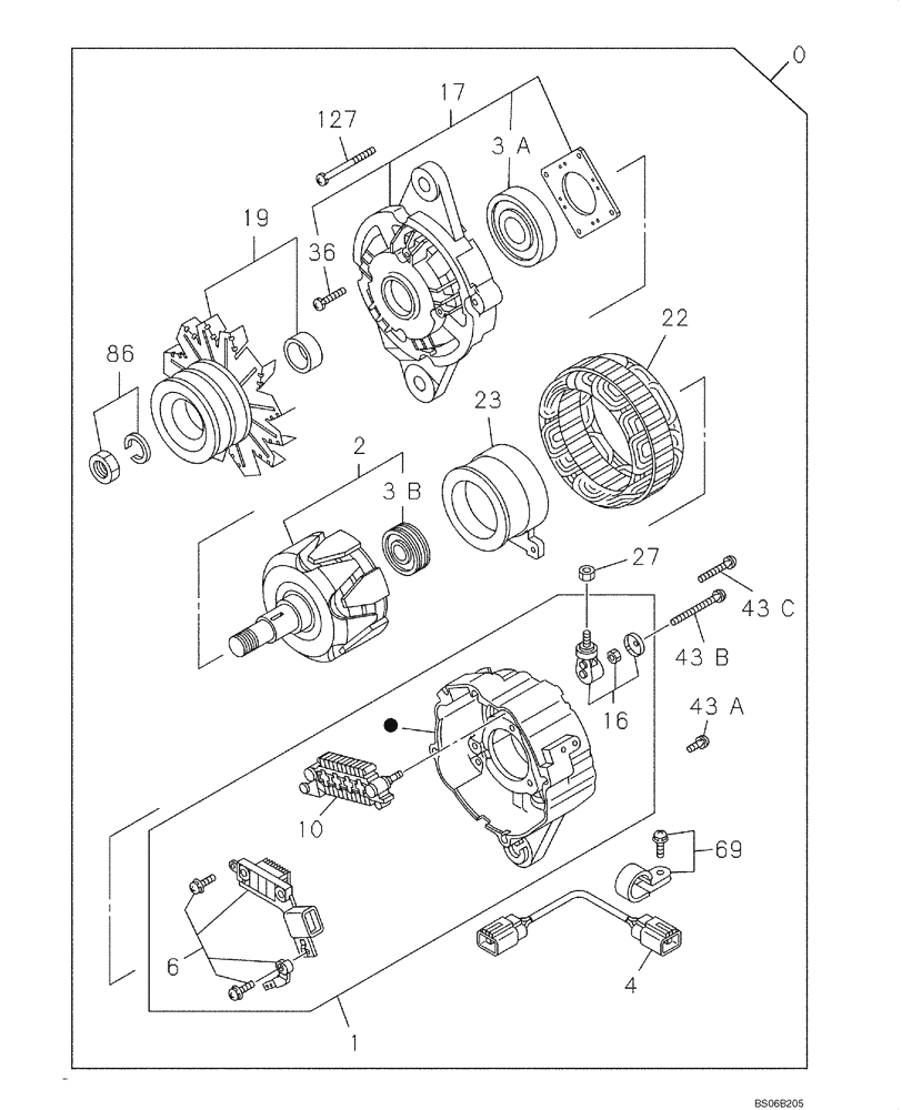 Схема запчастей Case CX800B - (04-16) - ALTERNATOR (04) - ELECTRICAL SYSTEMS