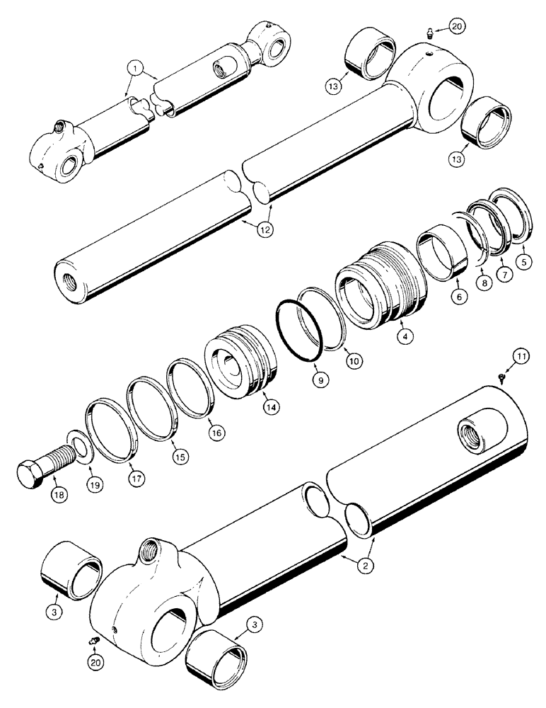 Схема запчастей Case 580SK - (8-378) - BACKHOE BUCKET CYLINDER, S/N JJH0014400 AND UP (08) - HYDRAULICS