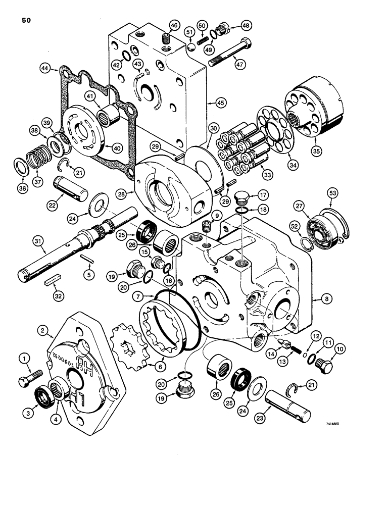 Схема запчастей Case 1816B - (50) - D75993 VARIABLE DISPLACEMENT PUMP (35) - HYDRAULIC SYSTEMS