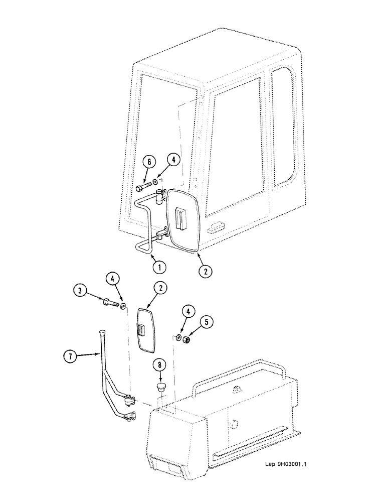 Схема запчастей Case 688C - (9H-10) - BACK VIEW MIRRORS, (11071, 11076-) (05.1) - UPPERSTRUCTURE CHASSIS/ATTACHMENTS