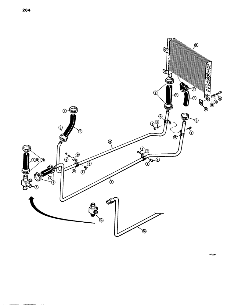 Схема запчастей Case 680E - (264) - EQUIPMENT HYDRAULIC CIRCUIT, OIL COOLER LINE (35) - HYDRAULIC SYSTEMS