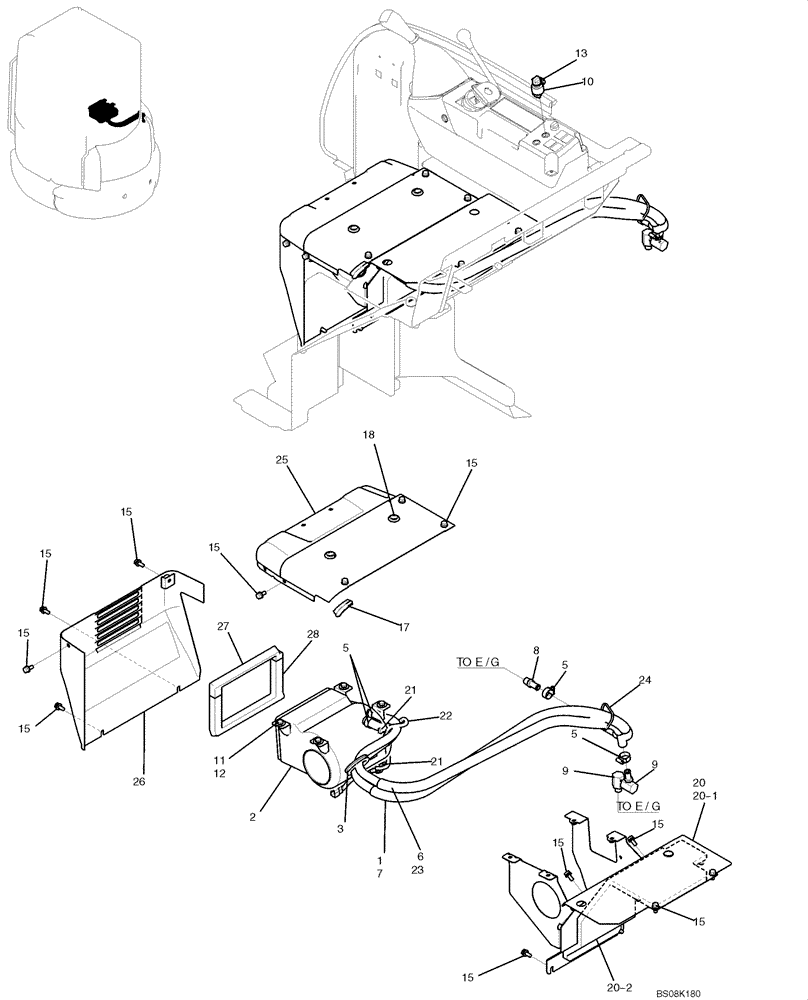 Схема запчастей Case CX50B - (01-076) - HOSE ASSY, HEATER (WITH HEATER) (PH21M00011F1) (05) - SUPERSTRUCTURE