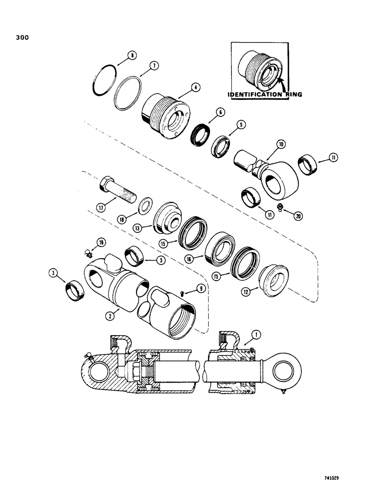 Схема запчастей Case 35 - (300) - G32079 BACKHOE DIPPER CYLINDER, WITH TWO PIECE PISTON 