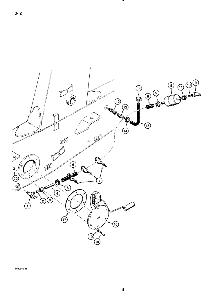 Схема запчастей Case 580K - (3-002) - FUEL RESERVOIR LINES AND FUEL LEVEL SENDER (03) - FUEL SYSTEM