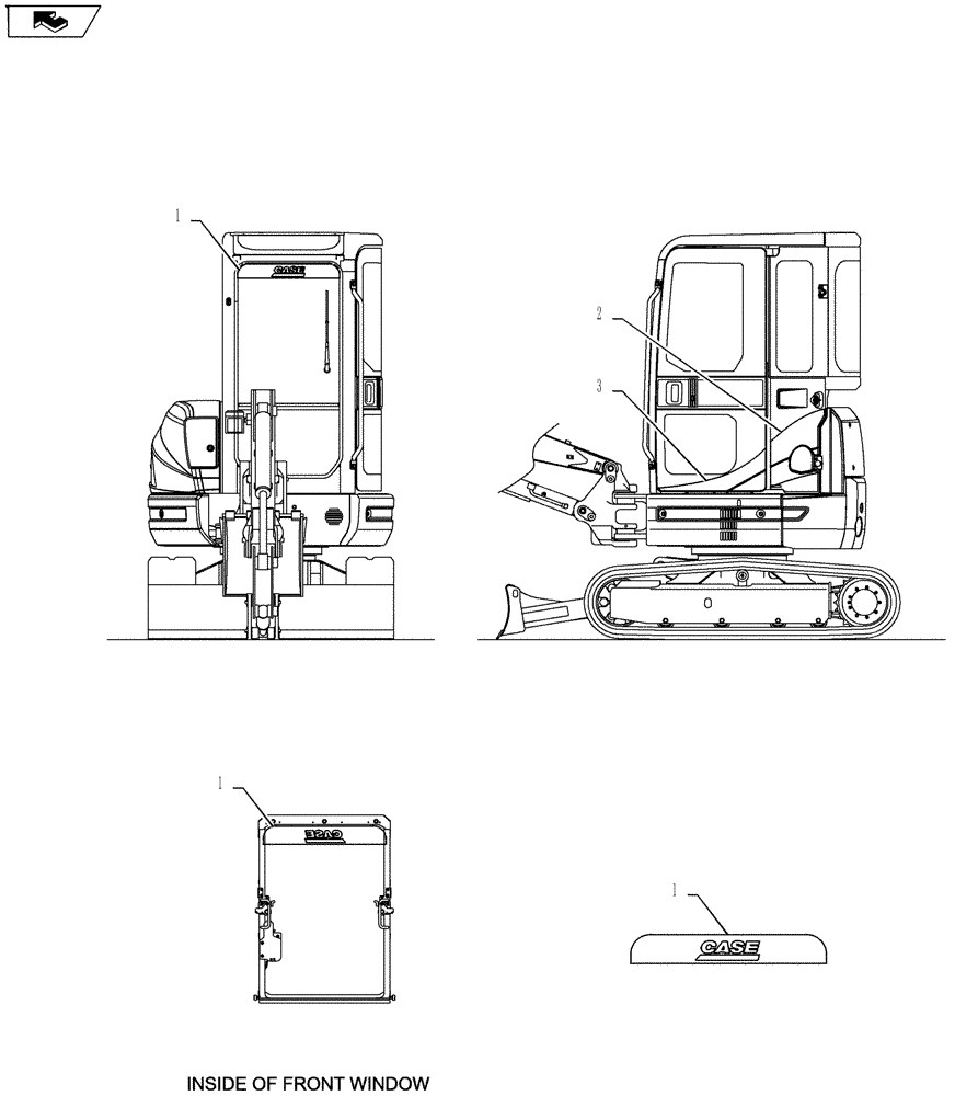 Схема запчастей Case CX27B ASN - (90.108.23) - NAME PLATE INSTALL (CAB) (90) - PLATFORM, CAB, BODYWORK AND DECALS