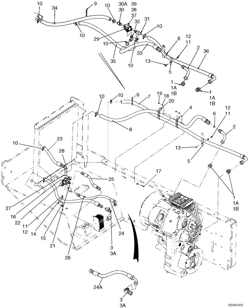 Схема запчастей Case 921E - (08-08) - HYDRAULICS - STANDARD BYPASS (08) - HYDRAULICS