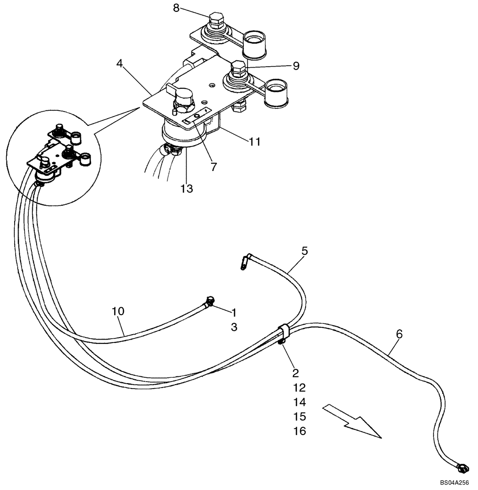 Схема запчастей Case 435 - (04-05) - DISCONNECT SWITCH - REMOTE JUMP START, TOP MOUNTED (04) - ELECTRICAL SYSTEMS