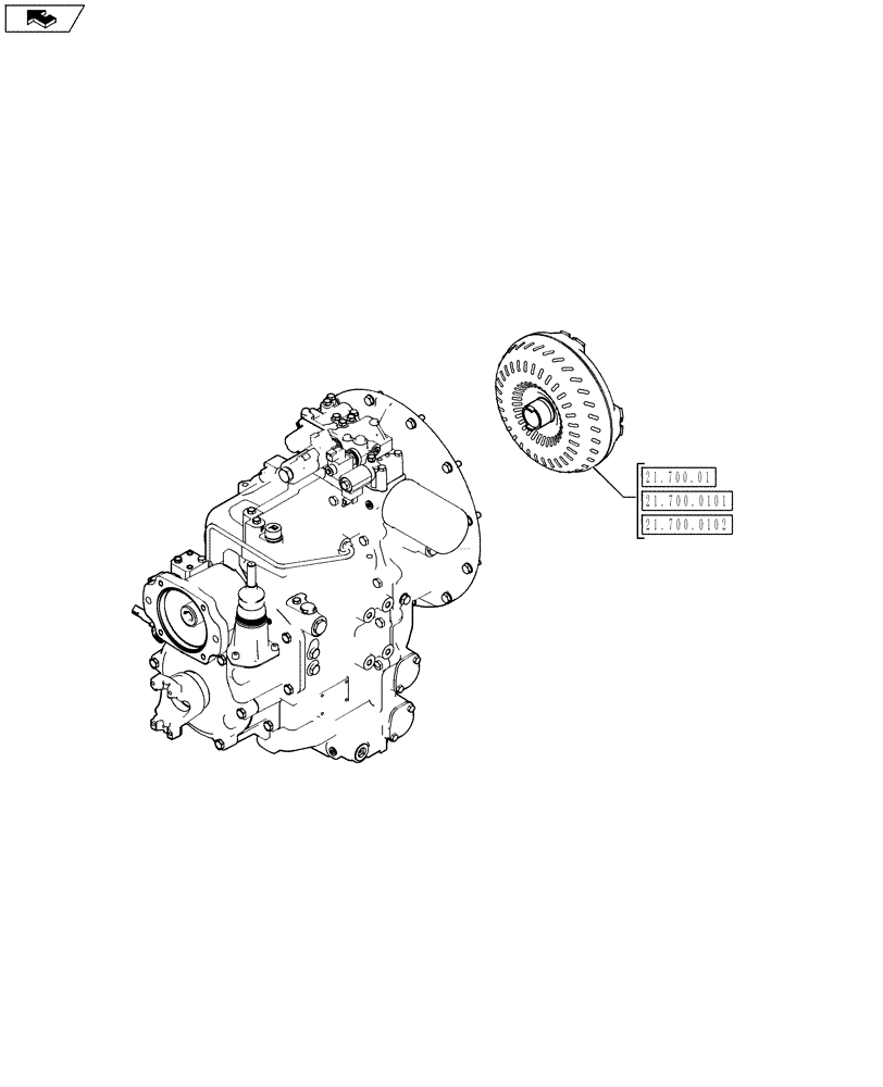 Схема запчастей Case 580SN WT - (21.000.00[03]) - PICTORIAL INDEX - TRANSMISSION (21) - TRANSMISSION