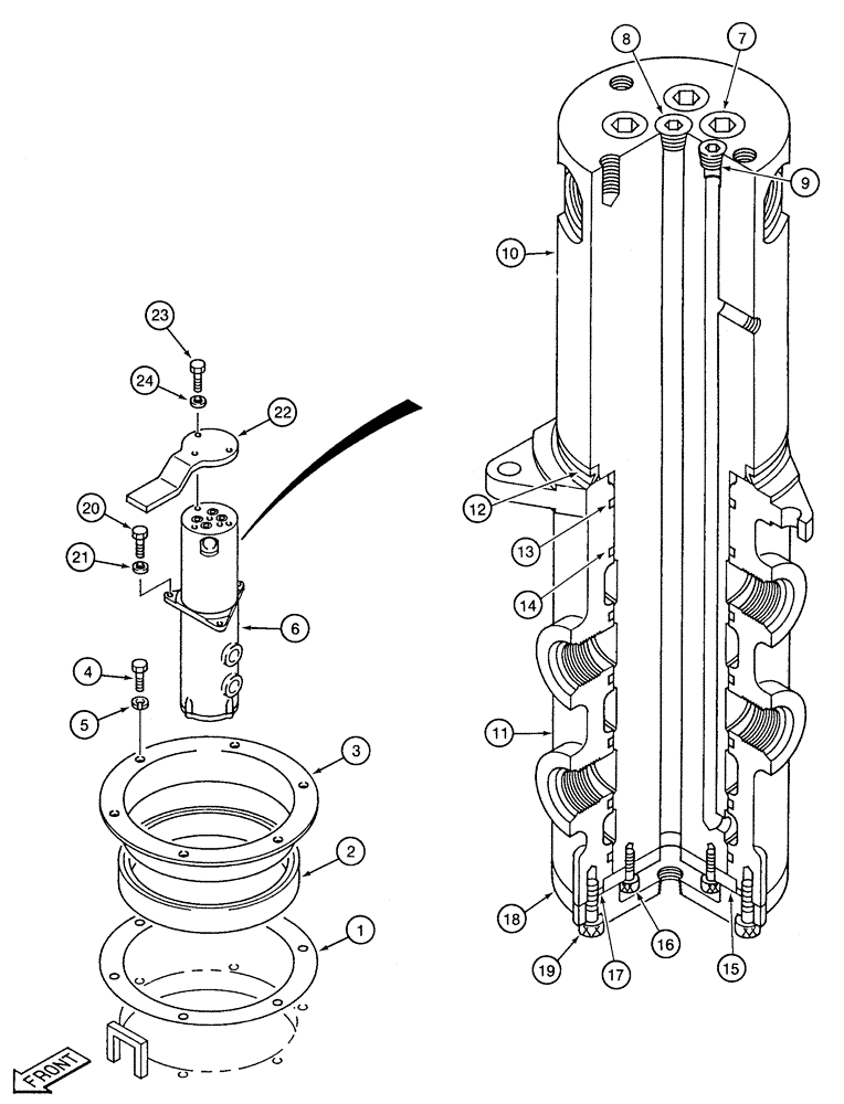 Схема запчастей Case 9050B - (8-164) - HYDRAULIC SWIVEL (08) - HYDRAULICS