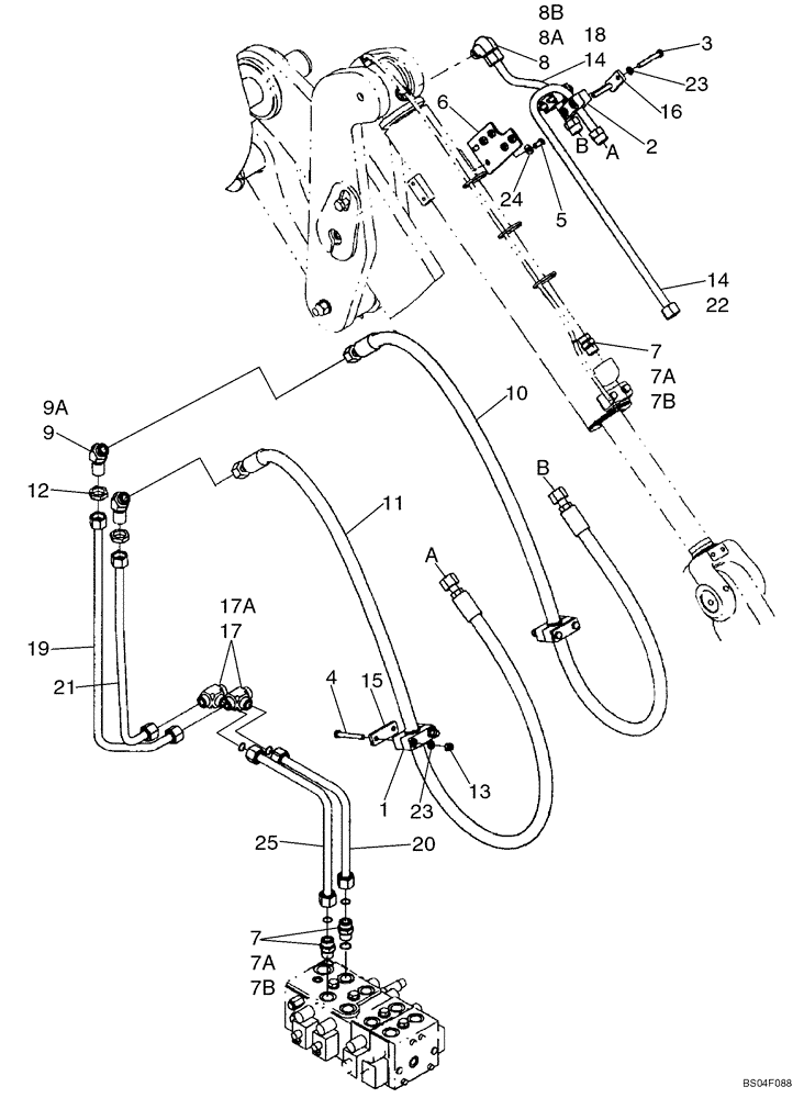 Схема запчастей Case 521D - (08-07A) - HYDRAULICS - LOADER BUCKET - RIGHT SIDE (XT LOADER) - IF USED (08) - HYDRAULICS