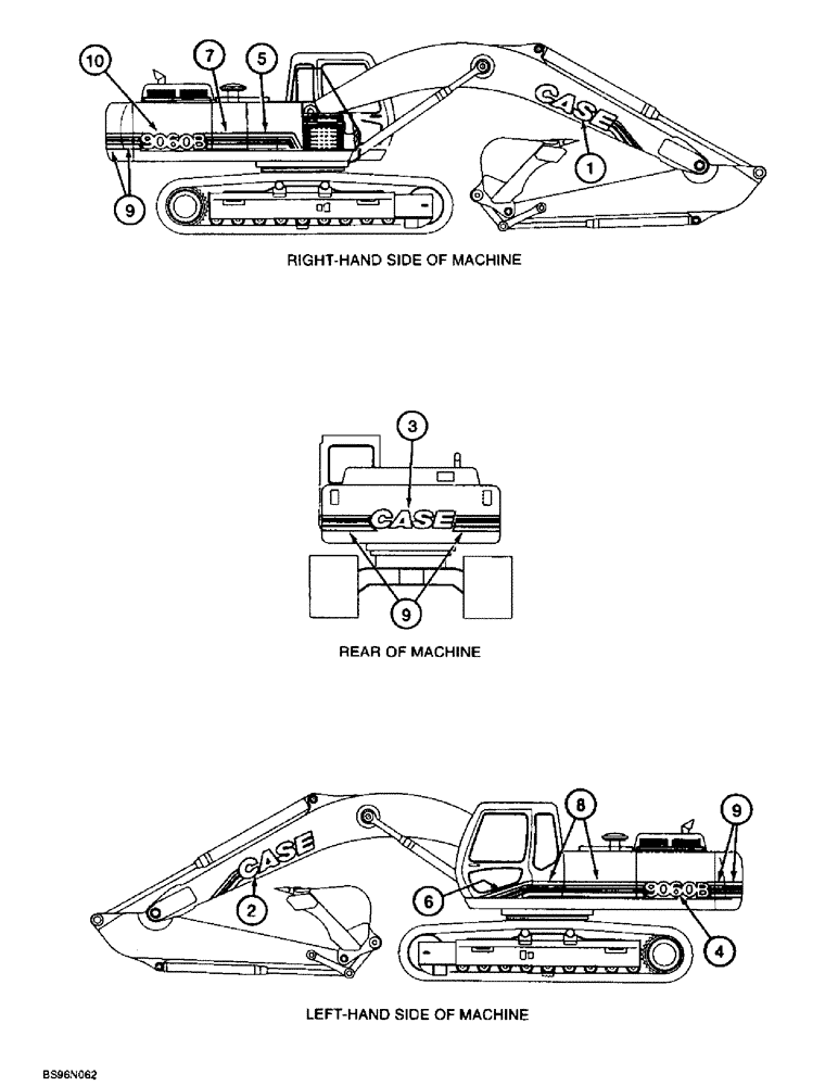 Схема запчастей Case 9060B - (9-120) - DECALS, MODEL IDENTIFICATION AND STRIPING (09) - CHASSIS