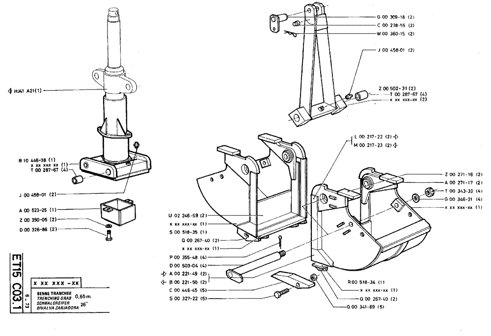 Схема запчастей Case TY45 - (ET15 C03.1) - TRENCHING GRAB - 0,65 M (26") (18) - ATTACHMENT ACCESSORIES