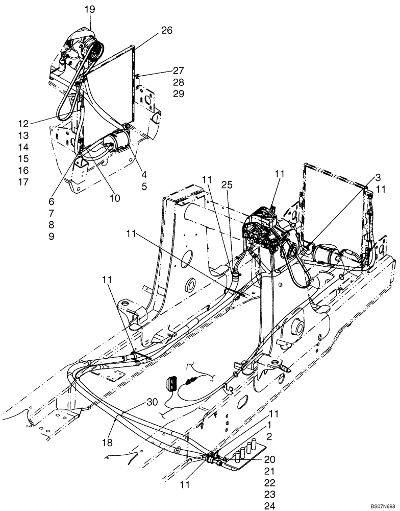 Схема запчастей Case 590SM - (09-64) - CAB - AIR CONDITIONING, CONDENSER, RECEIVER-DRIER (09) - CHASSIS/ATTACHMENTS