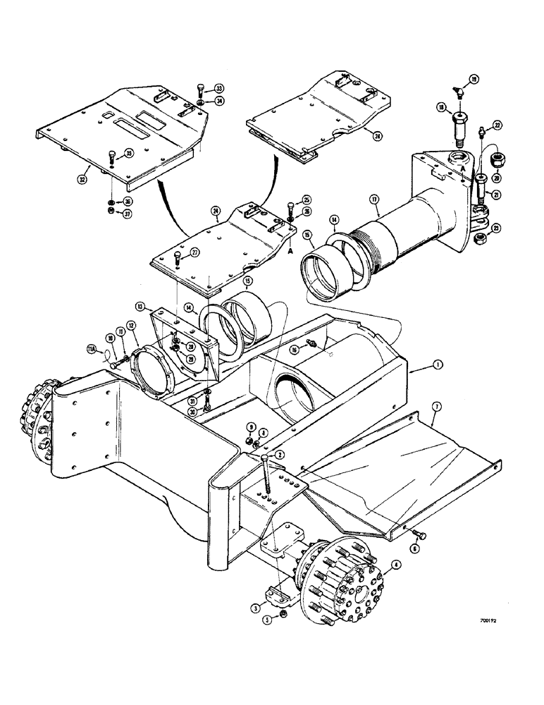 Схема запчастей Case 400C - (186) - REAR FRAME AND AXLE (09) - CHASSIS