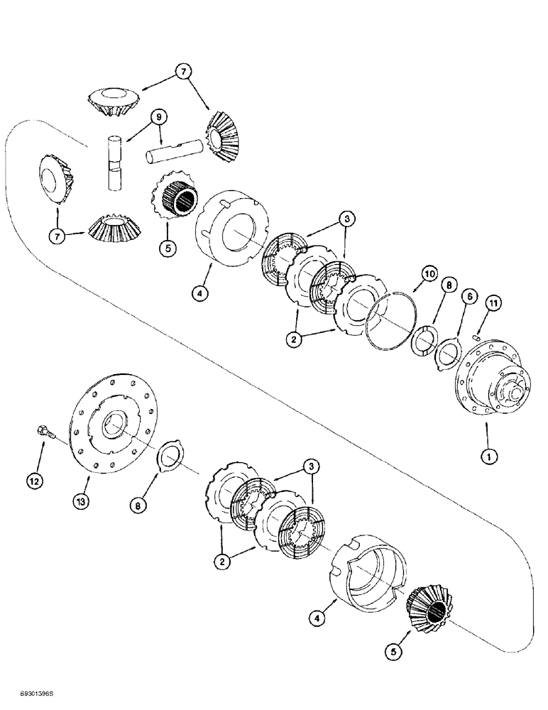 Схема запчастей Case 621B - (6-44) - FRONT AXLE DIFFERENTIAL (06) - POWER TRAIN