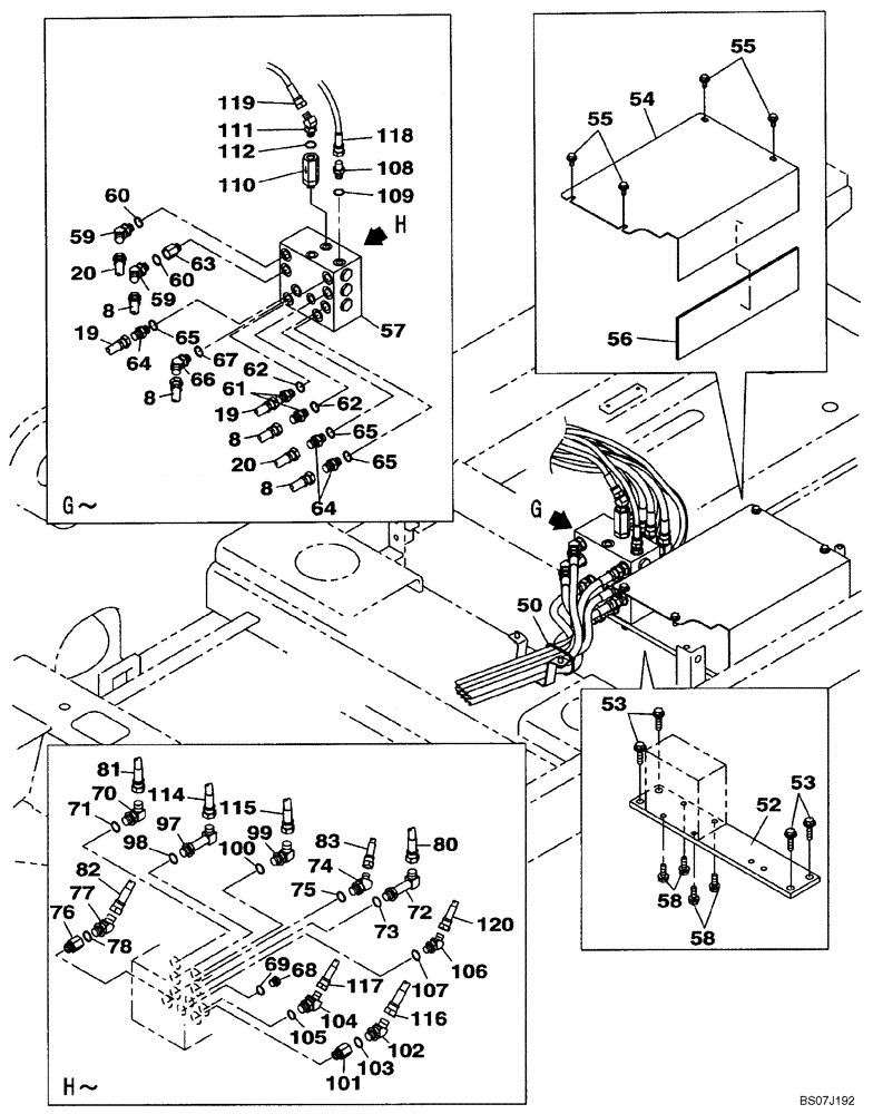 Схема запчастей Case CX130B - (08-17) - PILOT CONTROL LINES, PARTITION - STANDARD (08) - HYDRAULICS