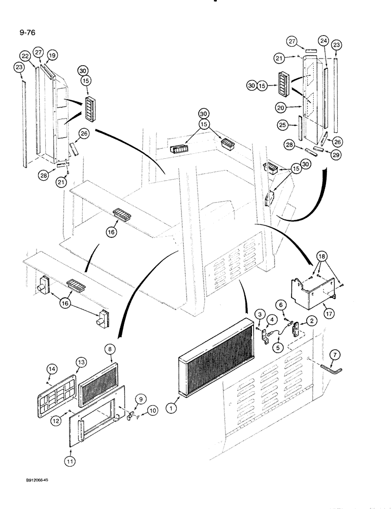 Схема запчастей Case 821 - (9-076) - CAB FILTERS, VENTS, AND LOUVERS, *CABS WITH DOUBLE LOUVER AIR VENTS (ITEMS 19 & 20) (09) - CHASSIS/ATTACHMENTS